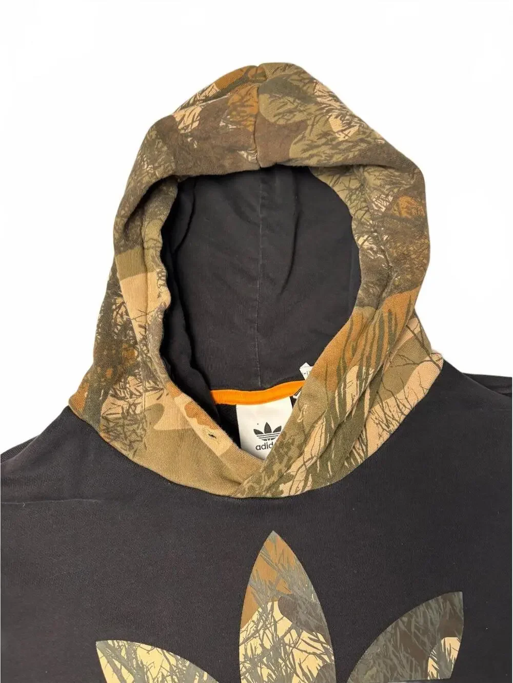 Adidas Black Hoodie with Camouflage Hood and Logo - Size XL